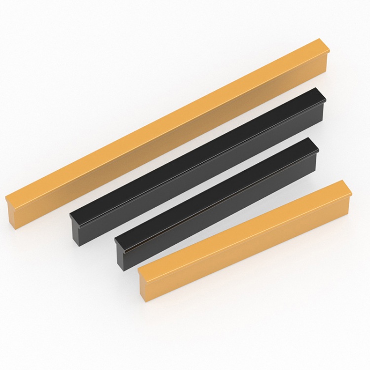 河北夏洛特建材简约金色T型直条把手 加长黑色衣柜橱柜抽屉门铝型材拉手重磅上市